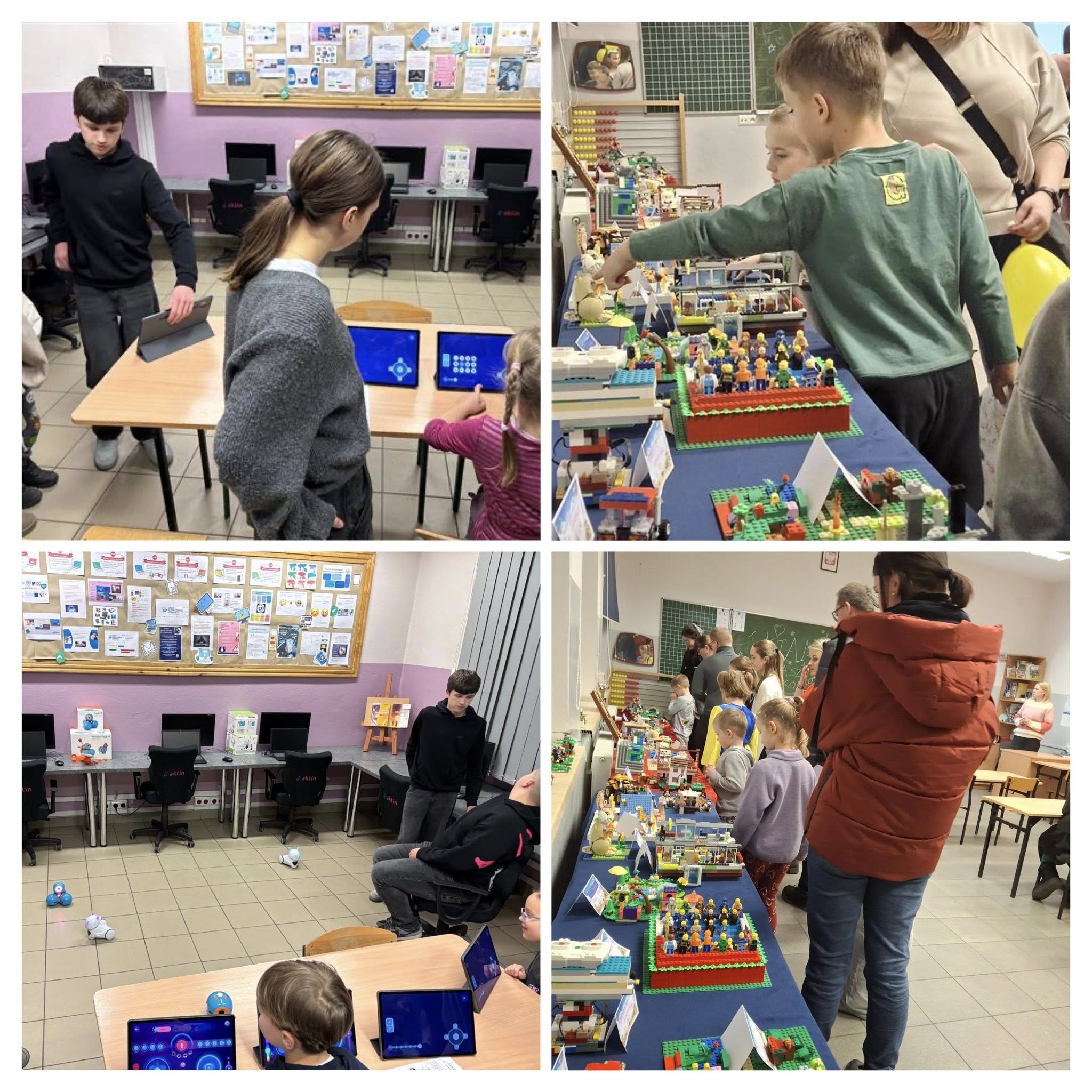 Kolaż zdjęć przedstawiający Dzień Otwartych Drzwi w naszej szkole.